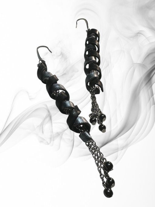 Boucles d'oreilles Nina - version noir/argenté