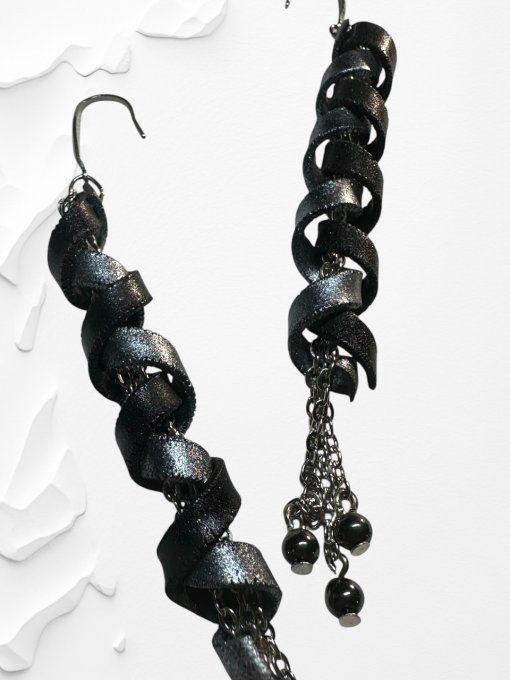 Boucles d'oreilles Nina - version noir/argenté