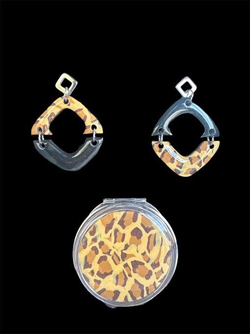 Coffret Boucles d'oreilles et Miroir de poche assortis